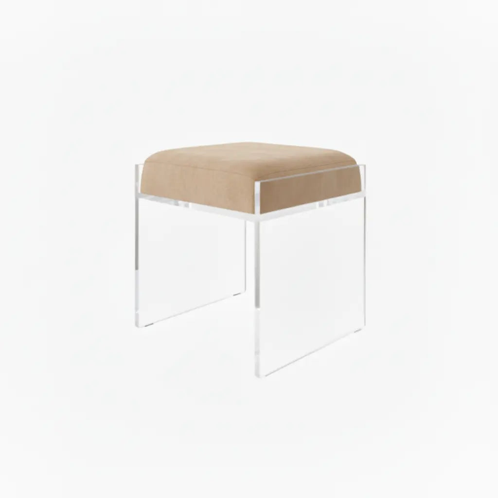 Clear Acrylic Accent Chair – Modern Style Doe (cream) - Vegan Leather