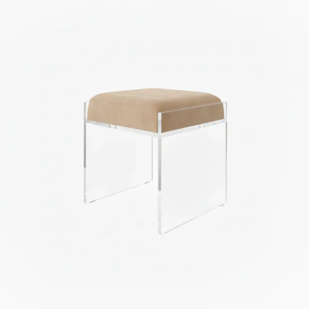 Clear Acrylic Accent Chair – Modern Style Doe (cream) - Vegan Leather