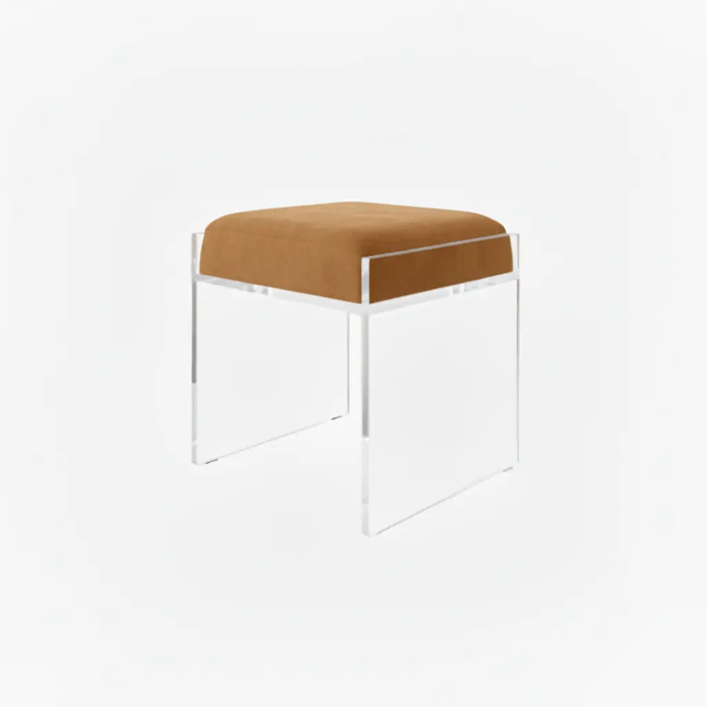Clear Acrylic Accent Chair – Modern Style Oat (Brown) - Suede