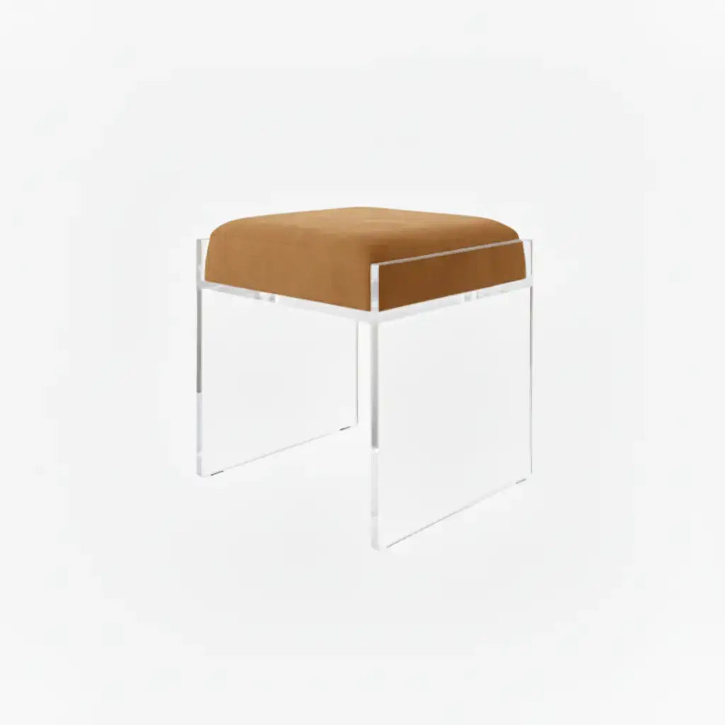 Clear Acrylic Accent Chair – Modern Style Oat (Brown) - Suede