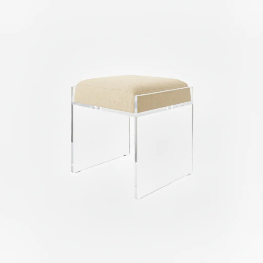 Clear Acrylic Accent Chair – Modern Style Buff (Taupe) - Suede