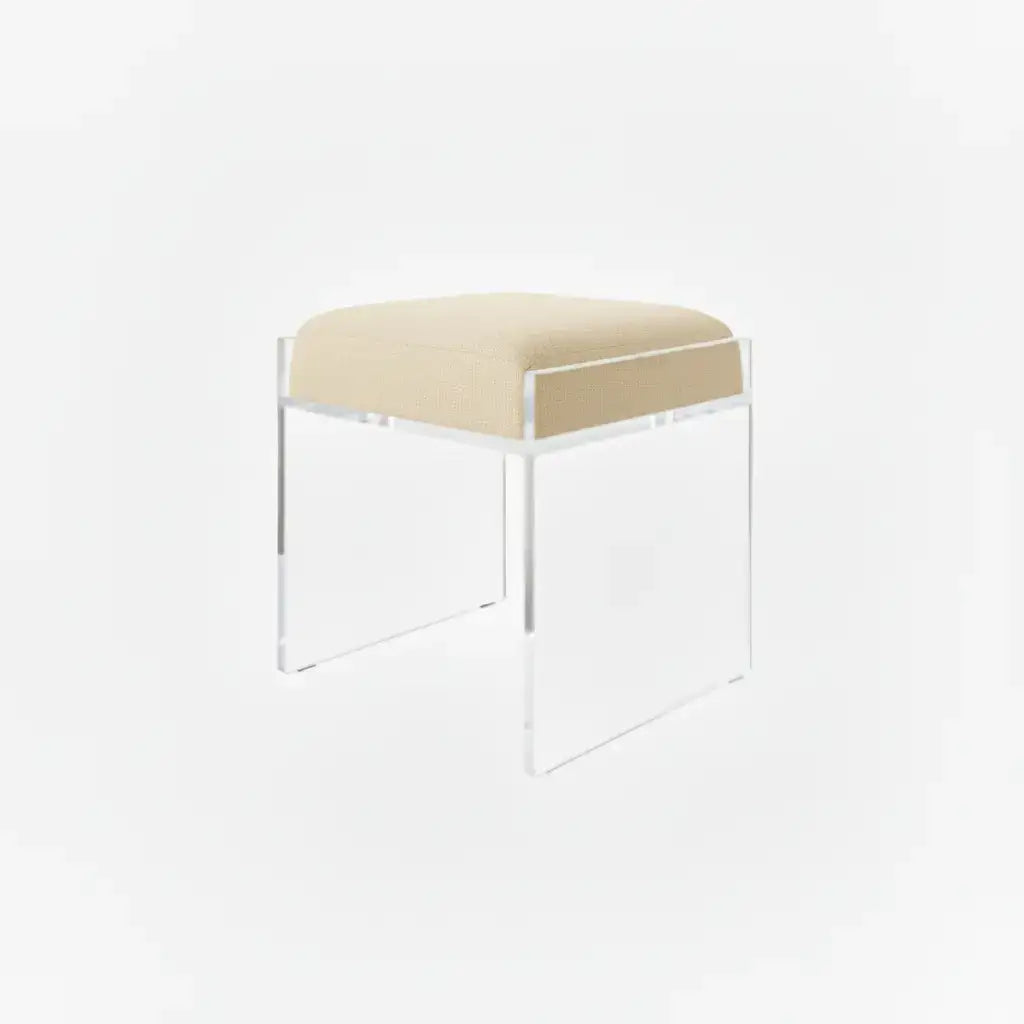 Clear Acrylic Accent Chair – Modern Style Buff (Taupe) - Suede