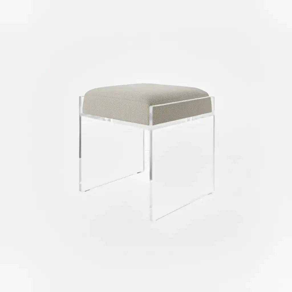 Clear Acrylic Accent Chair – Modern Style Oatmeal - Performance Fabric