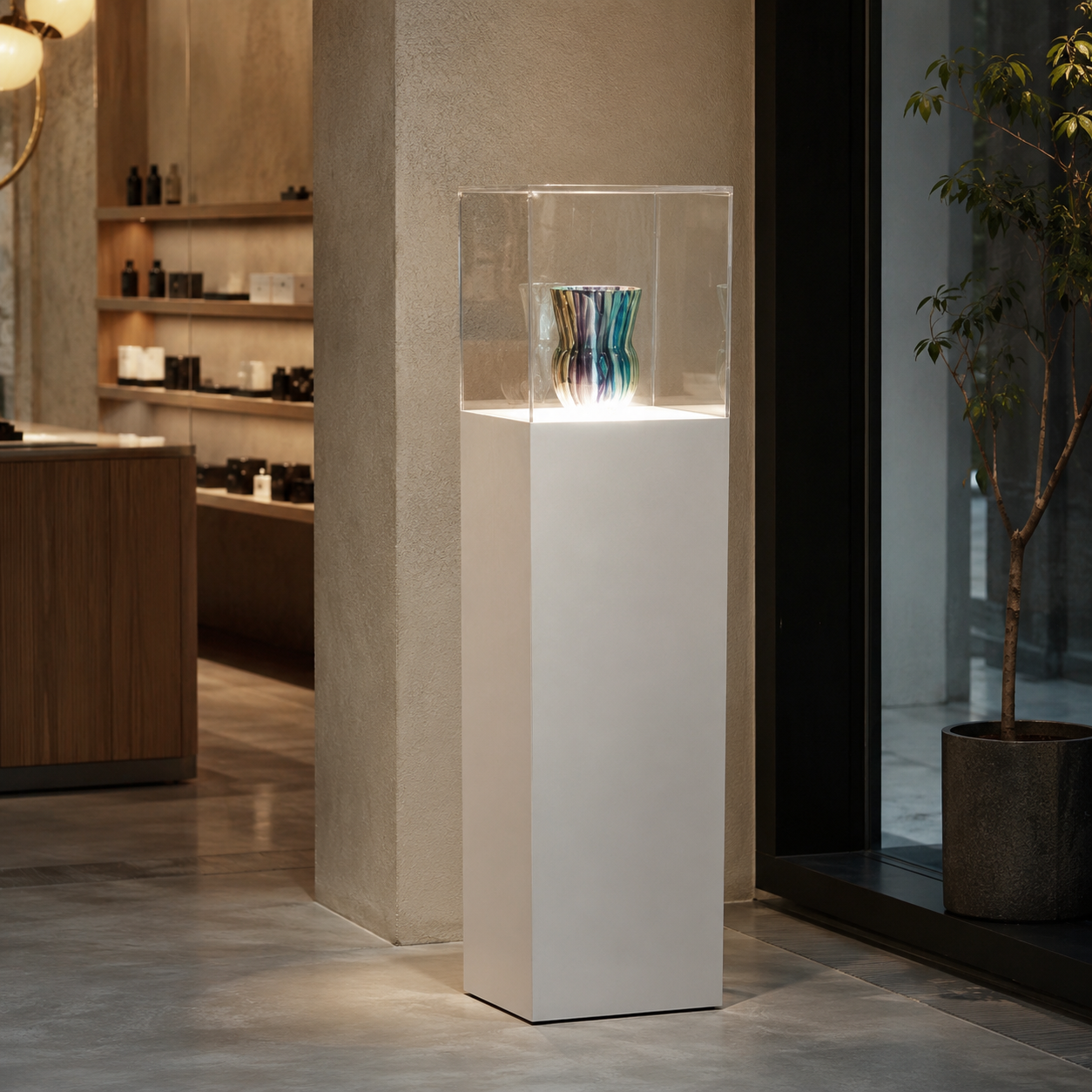 Lighted Display Pedestals with Acrylic Cover – Illuminated Display Cases