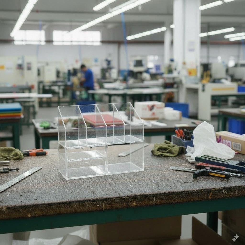 Acrylic Desktop Organizer – Clear Modern Workspace Storage South Florida Acrylics