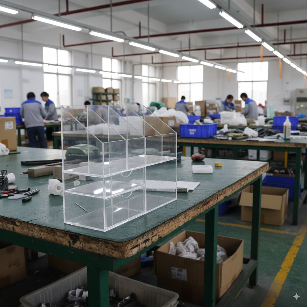 Acrylic Desktop Organizer – Clear Modern Workspace Storage South Florida Acrylics