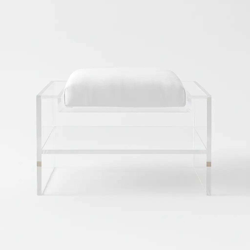Modern Clear Acrylic Accent Chair White - Vegan Leather