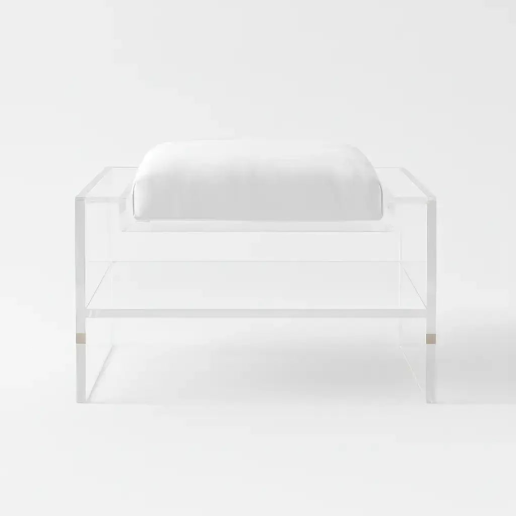 Modern Clear Acrylic Accent Chair White - Vegan Leather