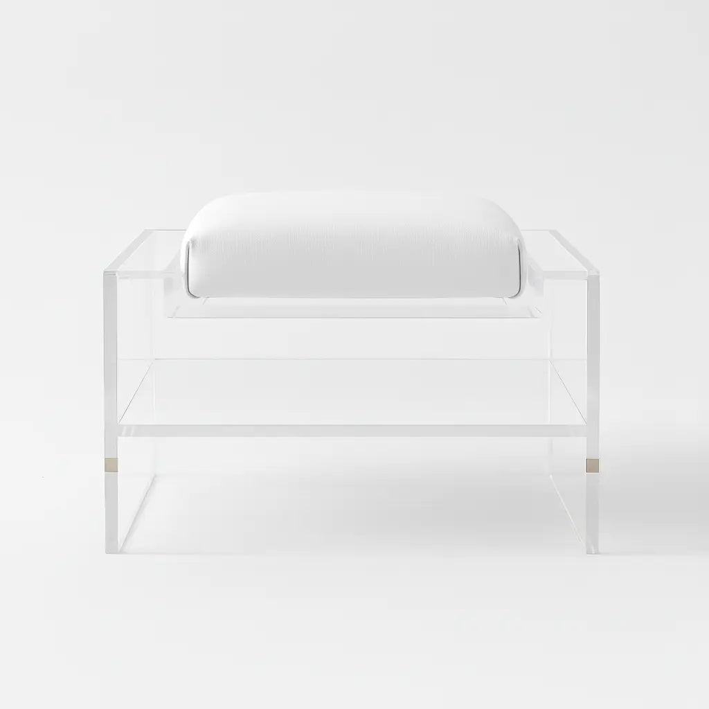 Modern Clear Acrylic Accent Chair White - Suede