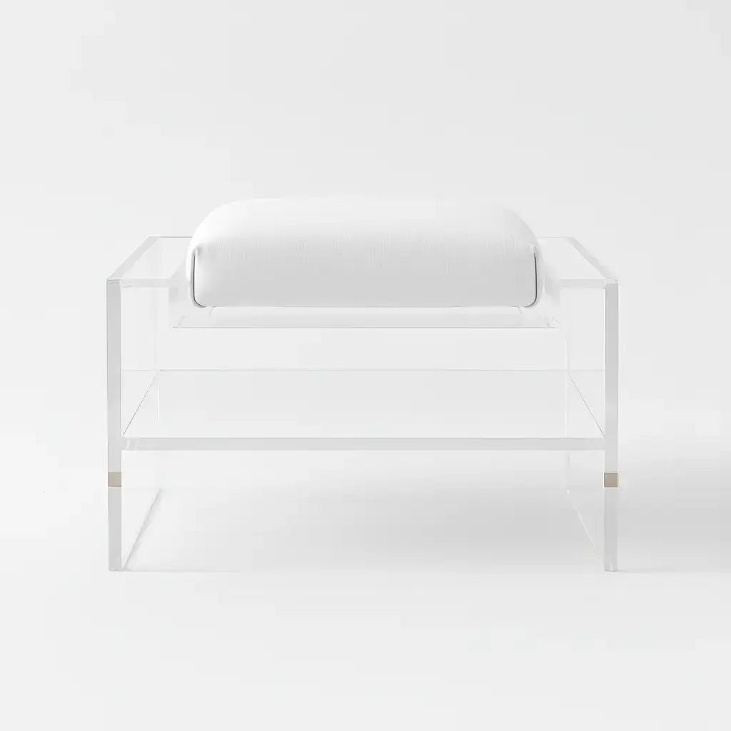 Modern Clear Acrylic Accent Chair White - Suede