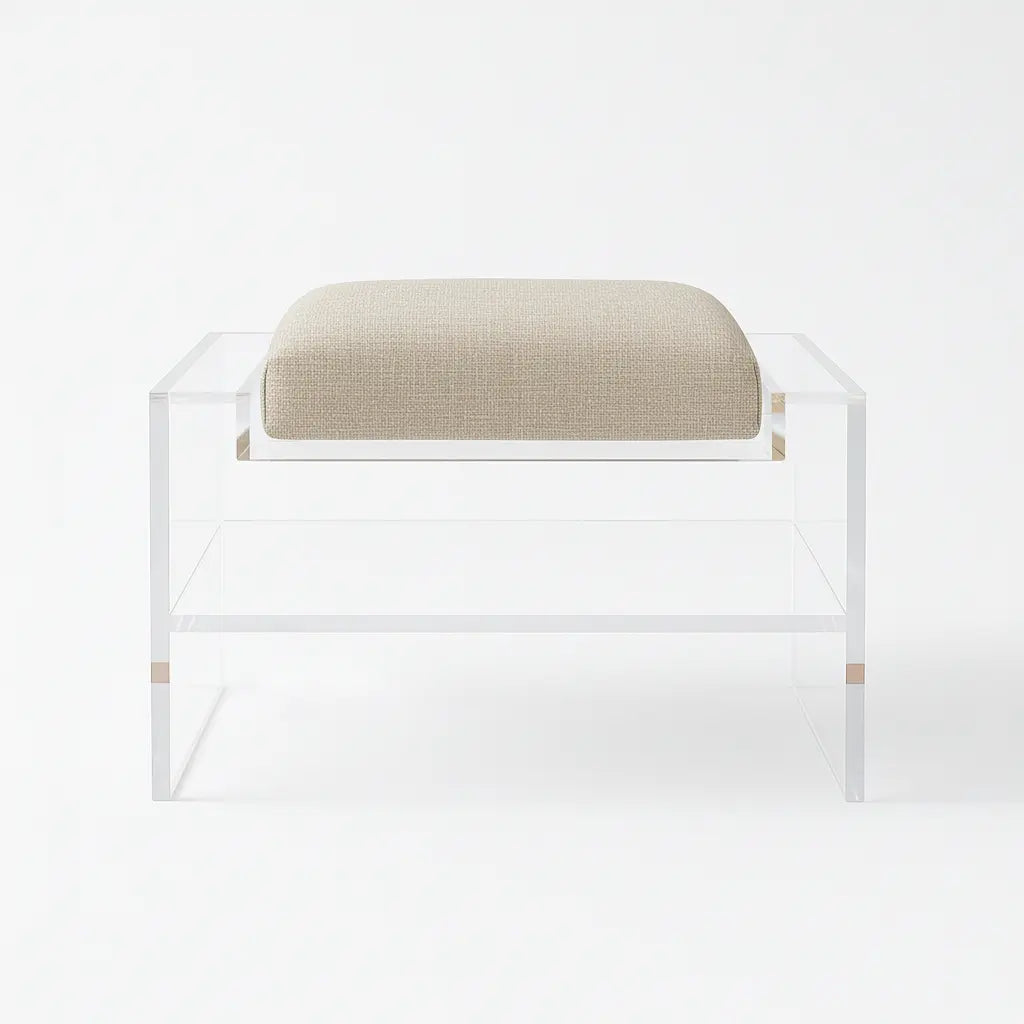 Modern Clear Acrylic Accent Chair Oatmeal - Performance Fabric