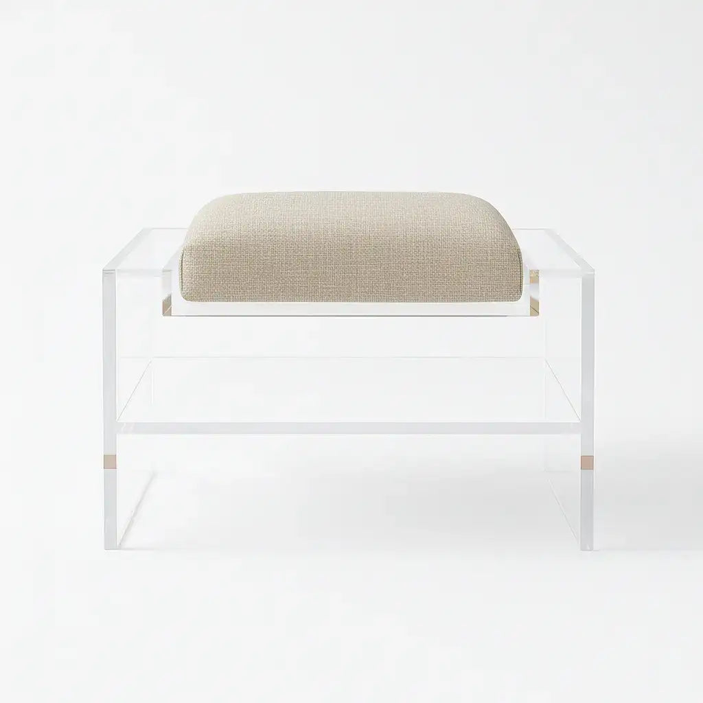 Modern Clear Acrylic Accent Chair Oatmeal - Performance Fabric