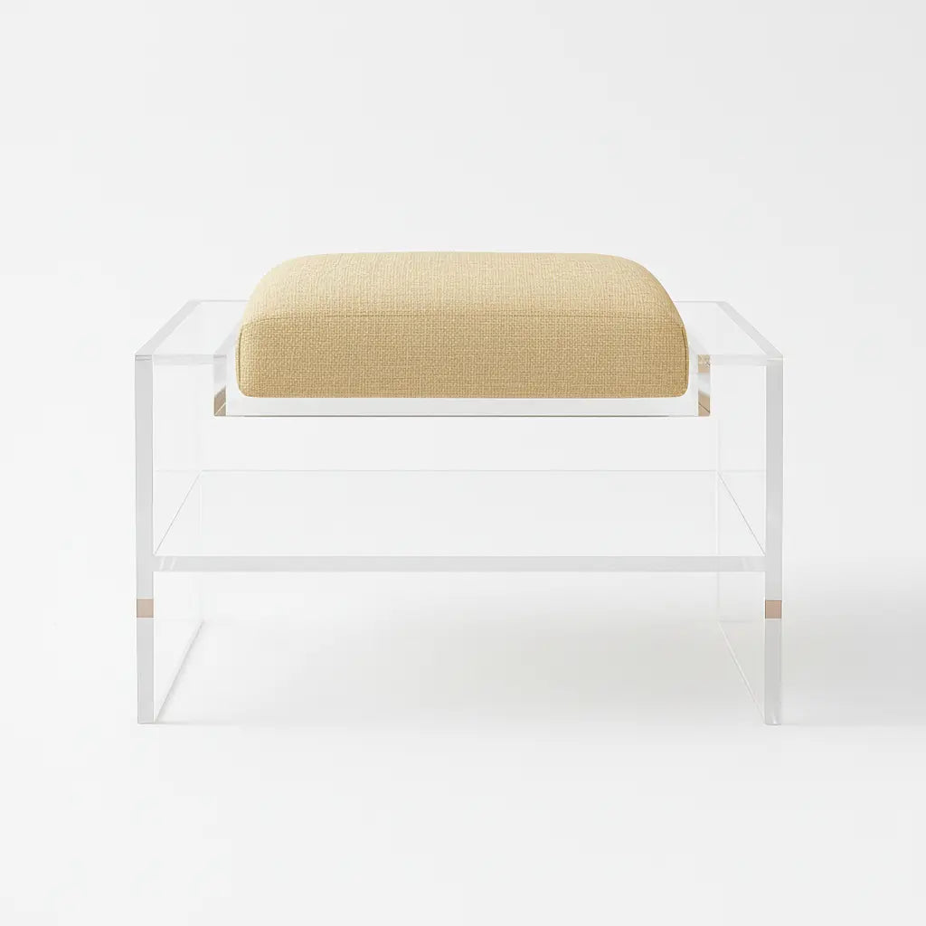 Modern Clear Acrylic Accent Chair Doe (cream) - Vegan Leather