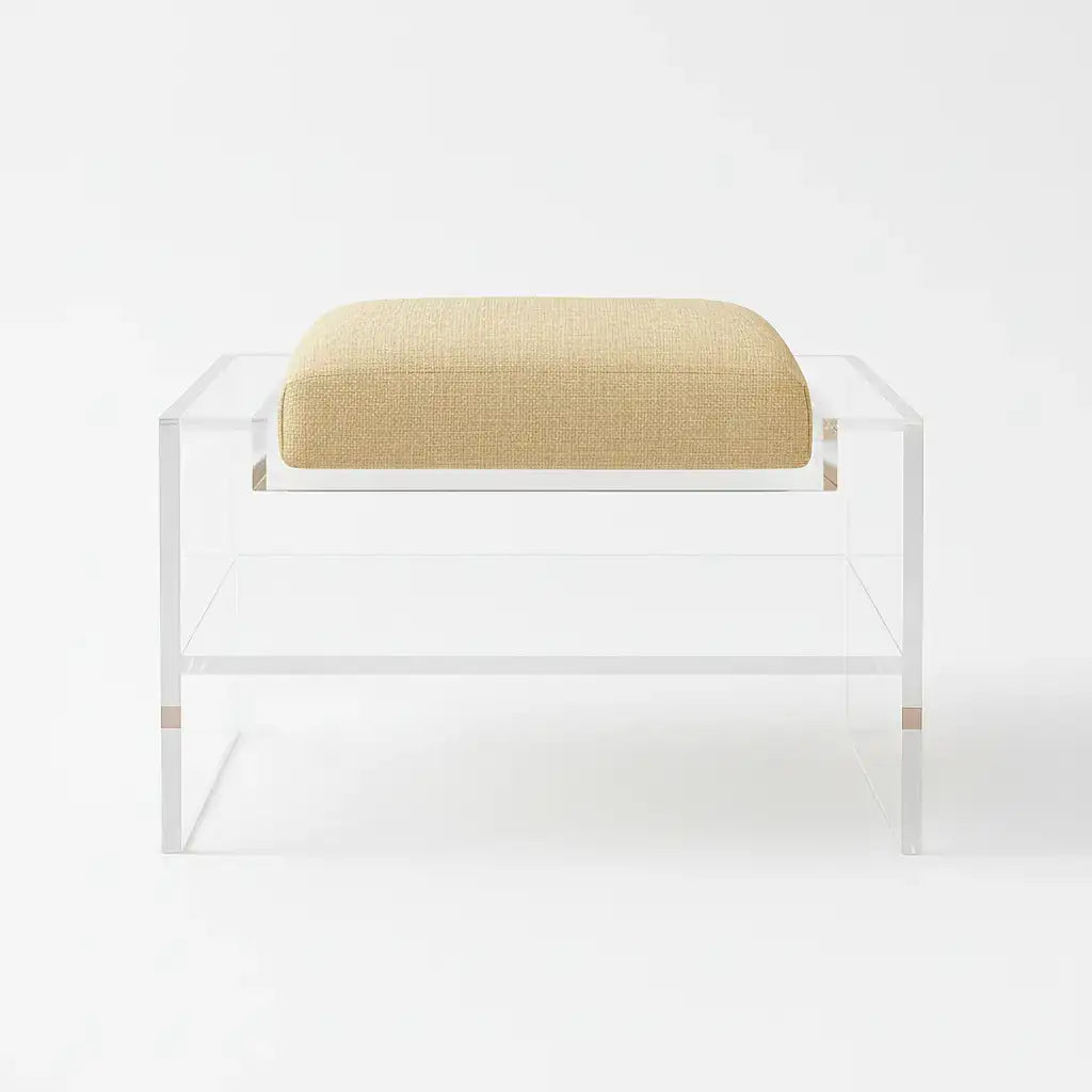 Modern Clear Acrylic Accent Chair Doe (cream) - Vegan Leather