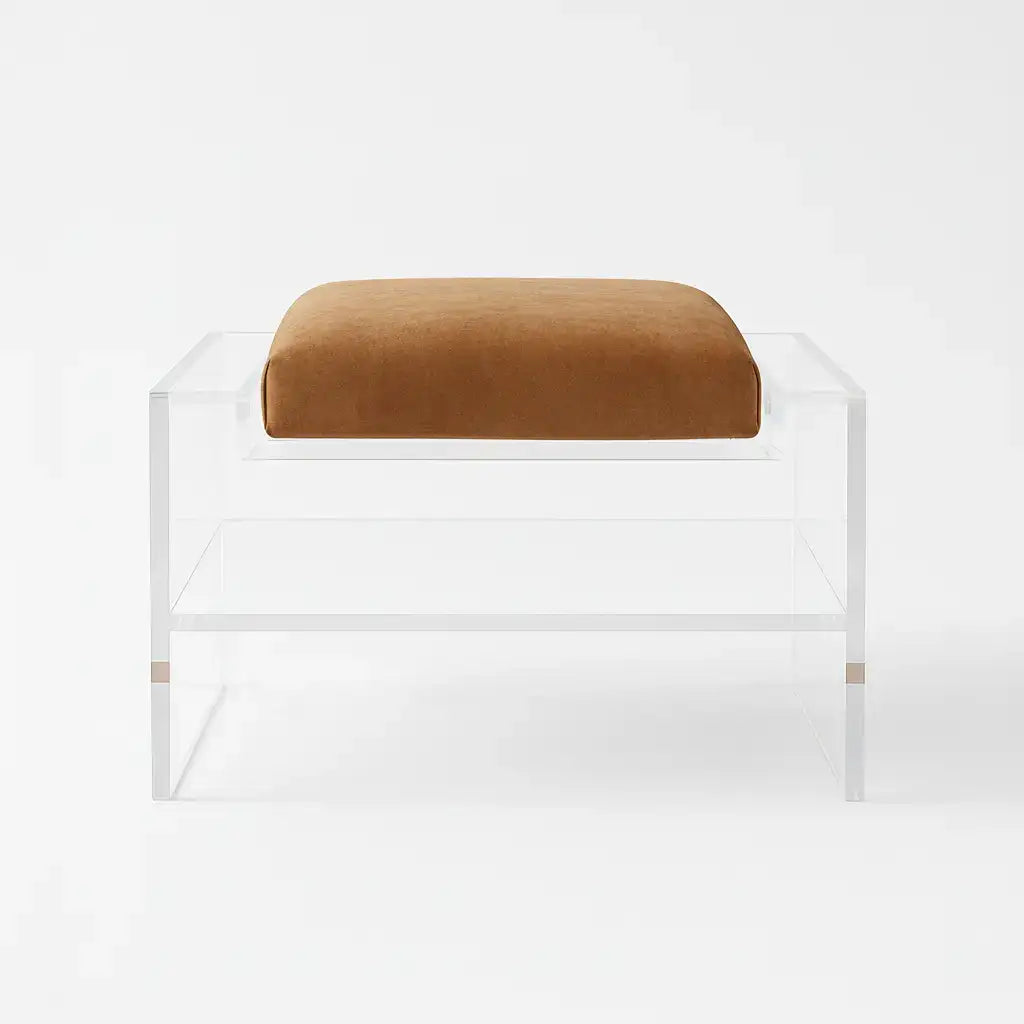 Modern Clear Acrylic Accent Chair Oat (Brown) - Suede