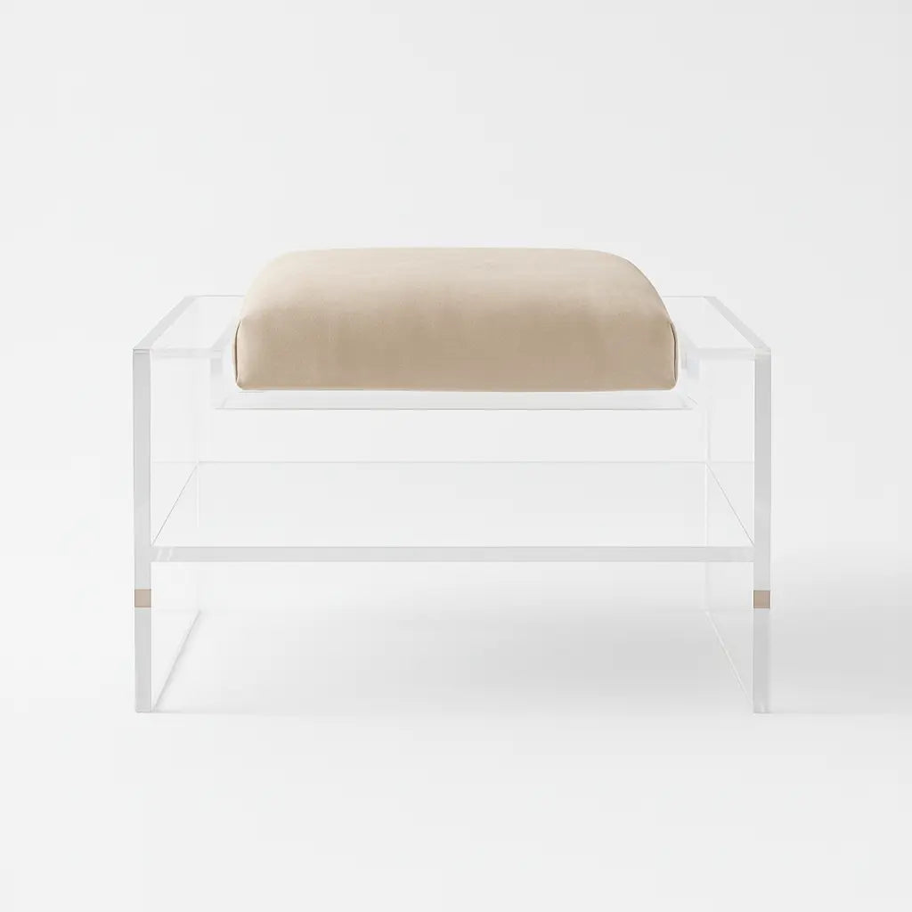 Modern Clear Acrylic Accent Chair Buff (Taupe) - Suede