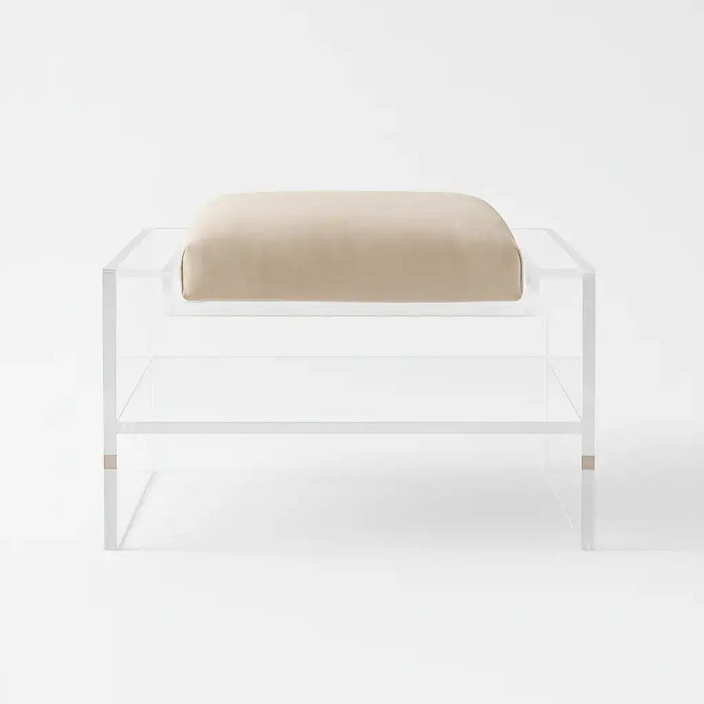Modern Clear Acrylic Accent Chair Buff (Taupe) - Suede