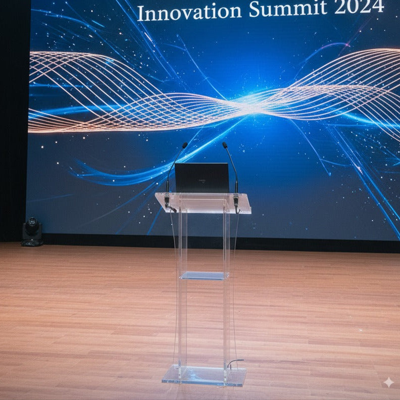 Acrylic Podium AT12 – Modern Transparent Lectern for Events South Florida Acrylics