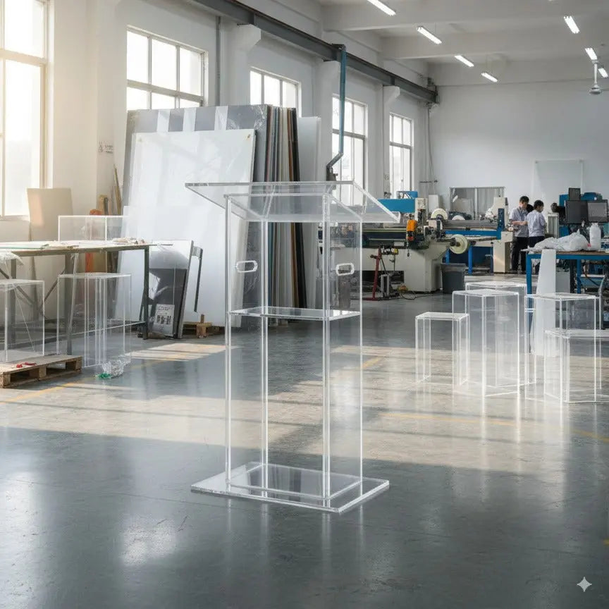 Acrylic Podium AT12 – Modern Transparent Lectern for Events South Florida Acrylics