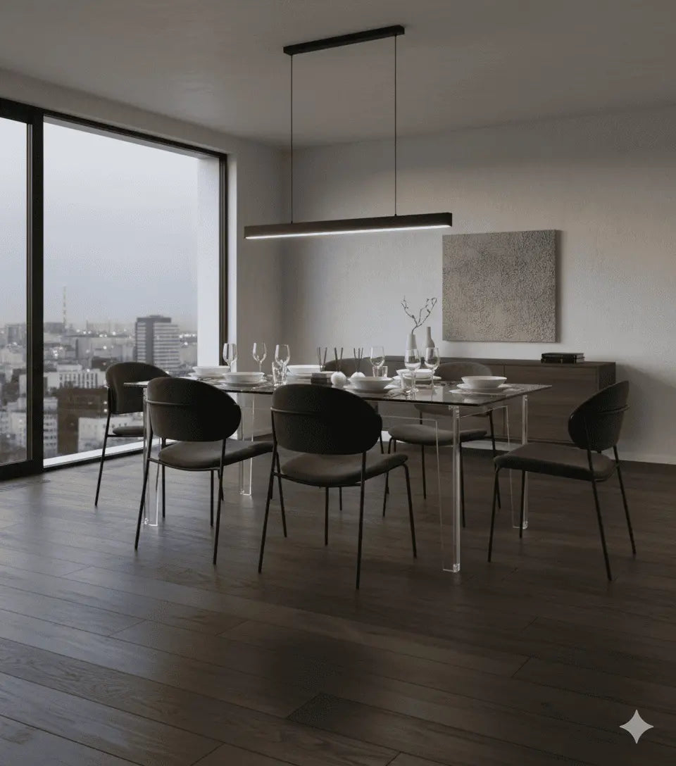 Clear Acrylic Dining Table – Modern Square-Leg Design