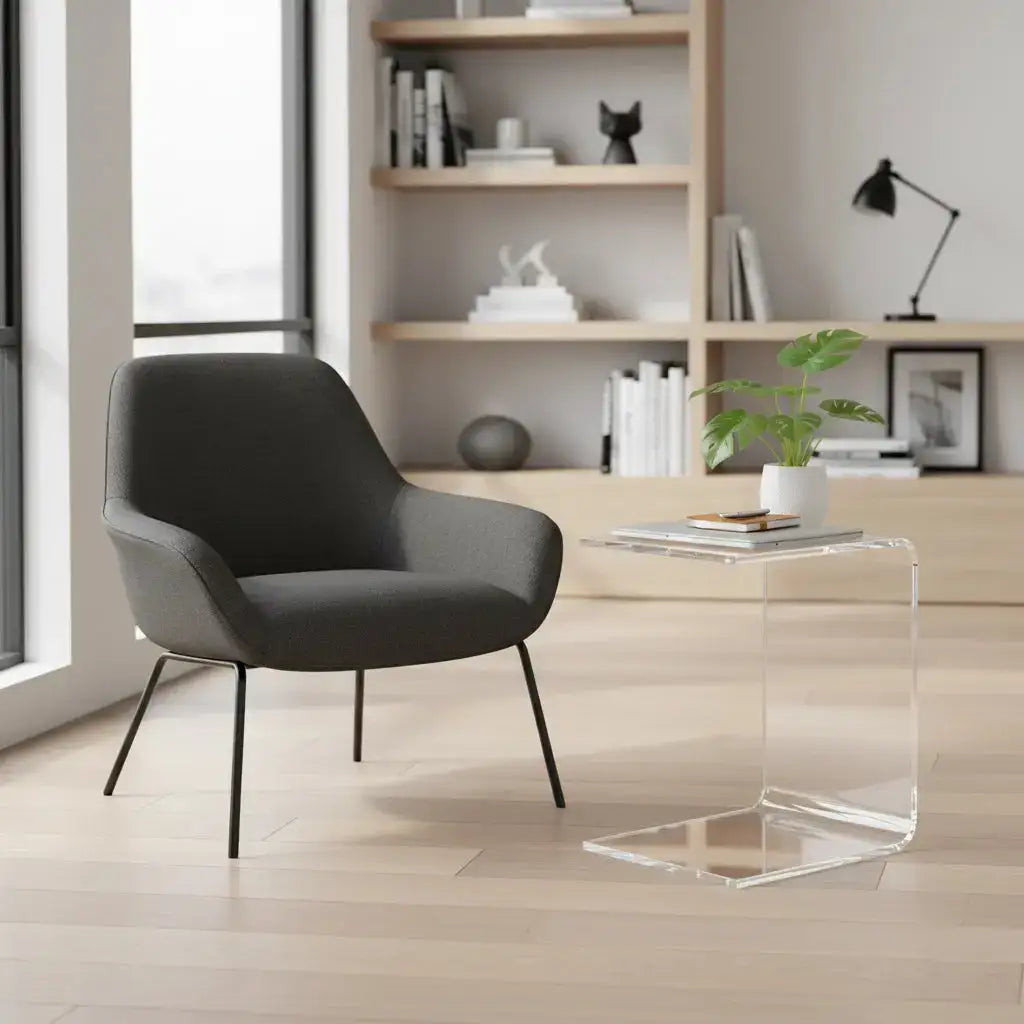 C-Shaped Nightstand – Clear Acrylic Design