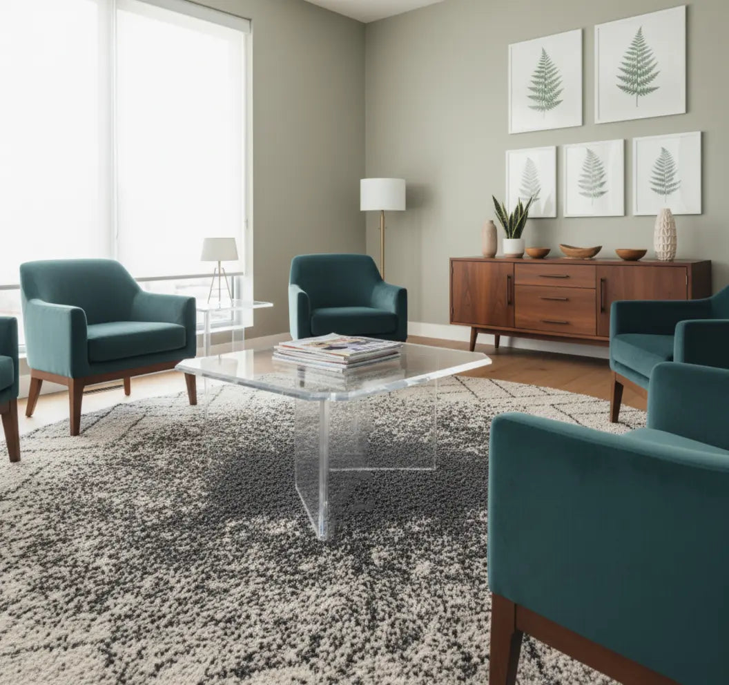 Modern Lucite Coffee Table – Clear U-Shaped Design