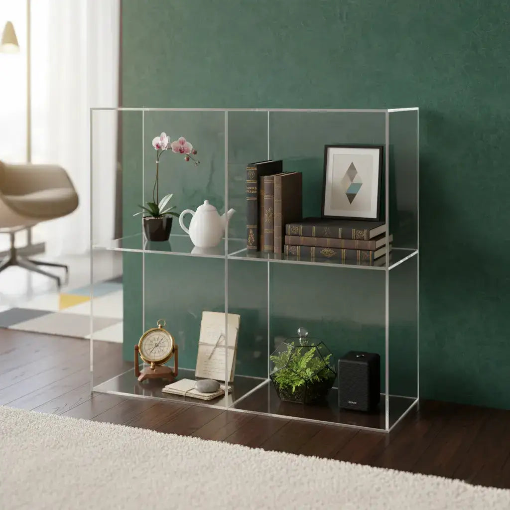 Clear Acrylic 4-Cube Shelf – Modern Cube Display