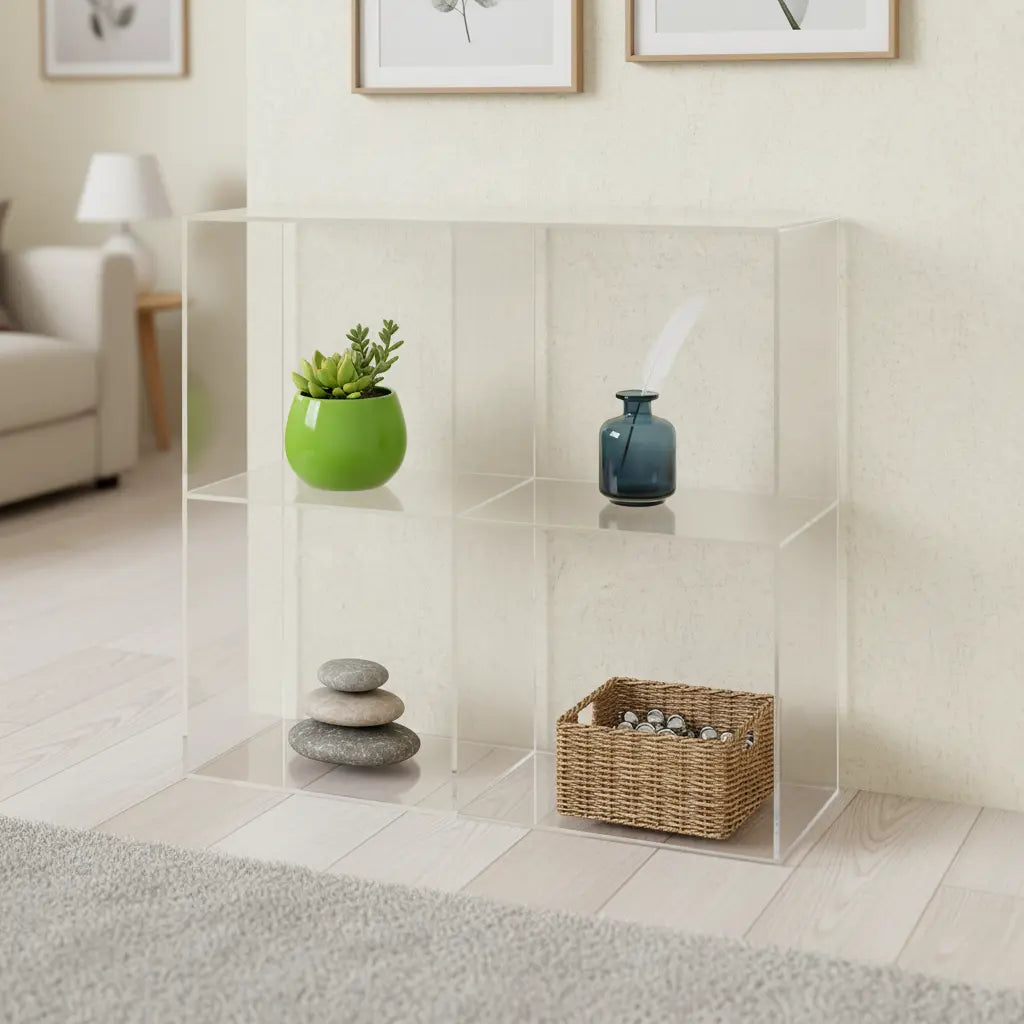 Clear Acrylic 4-Cube Shelf – Modern Cube Display