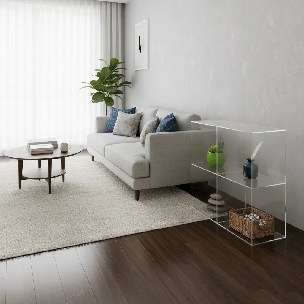 Clear Acrylic 4-Cube Shelf – Modern Cube Display