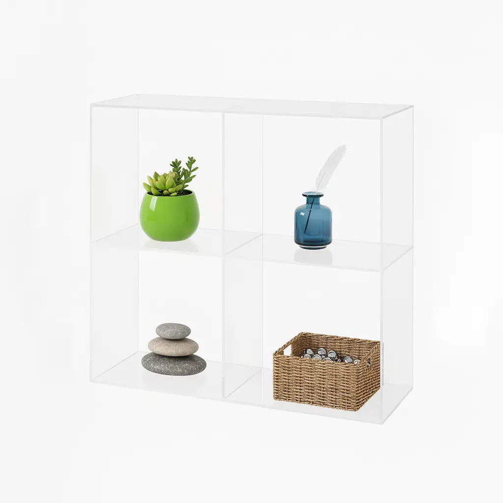 Clear Acrylic 4-Cube Shelf – Modern Cube Display
