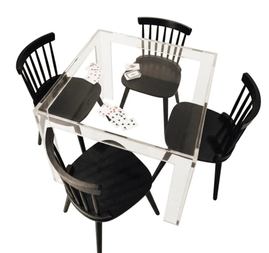 Clear Acrylic Game Table – Square Leg Design