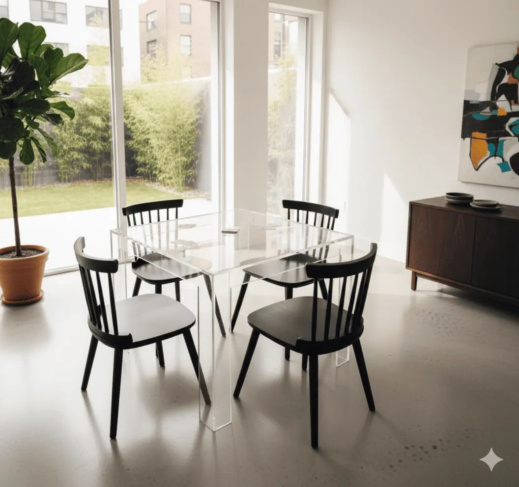 Clear Acrylic Game Table – Square Leg Design