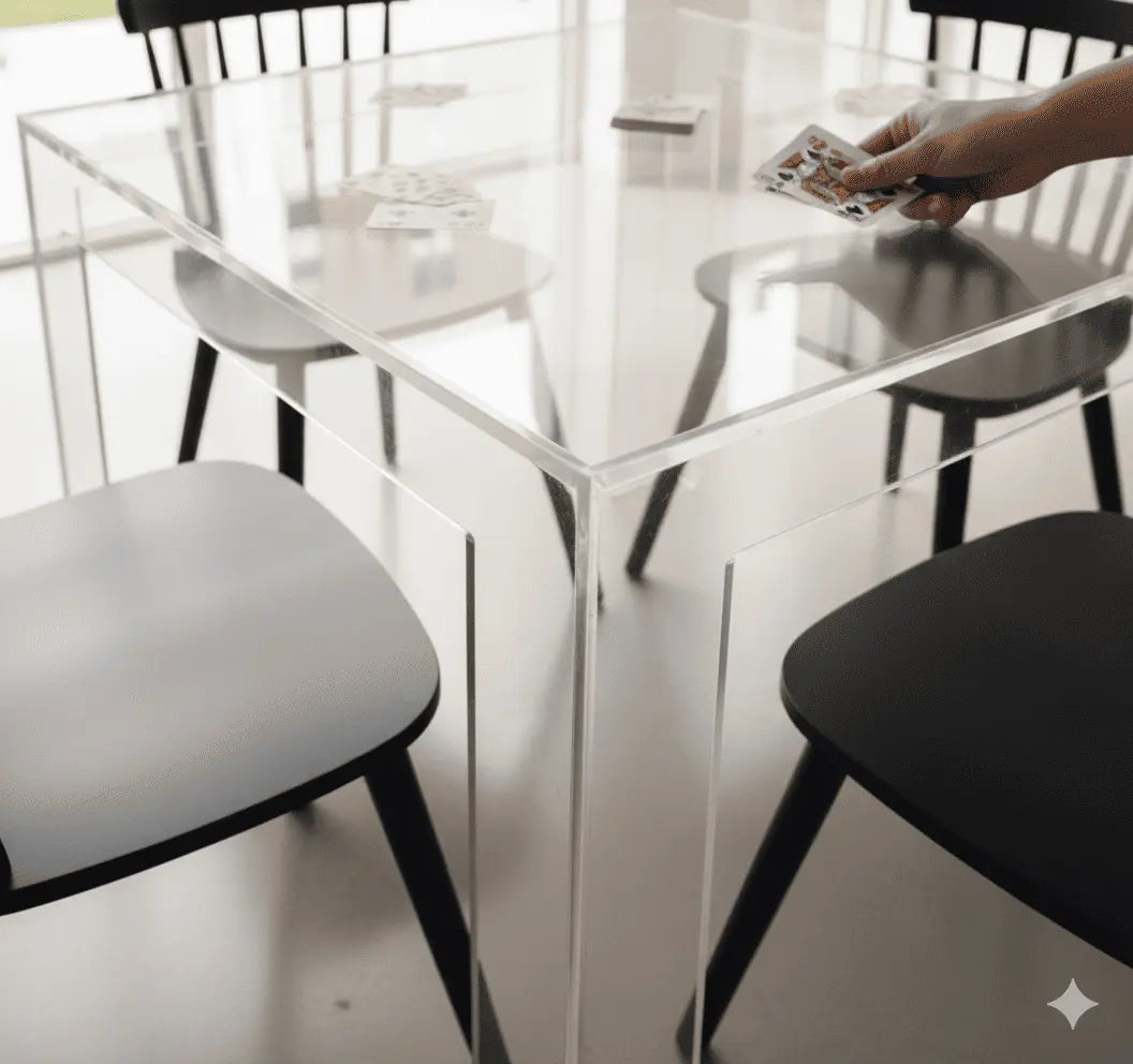 Clear Acrylic Game Table – Square Leg Design