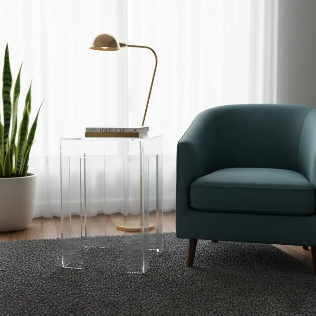 Clear Acrylic Side Table – Modern Two-Tier Design