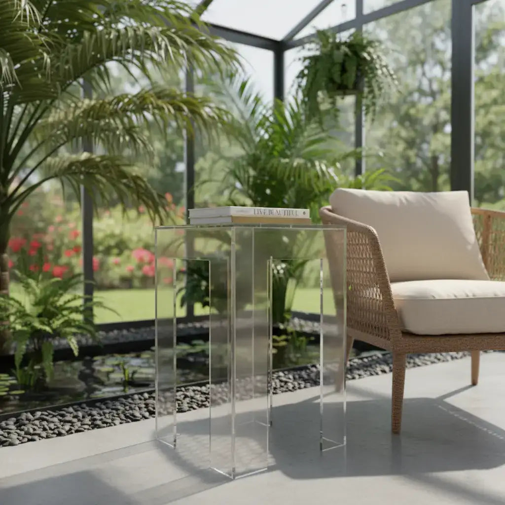 Clear Acrylic Side Table – Modern Two-Tier Design