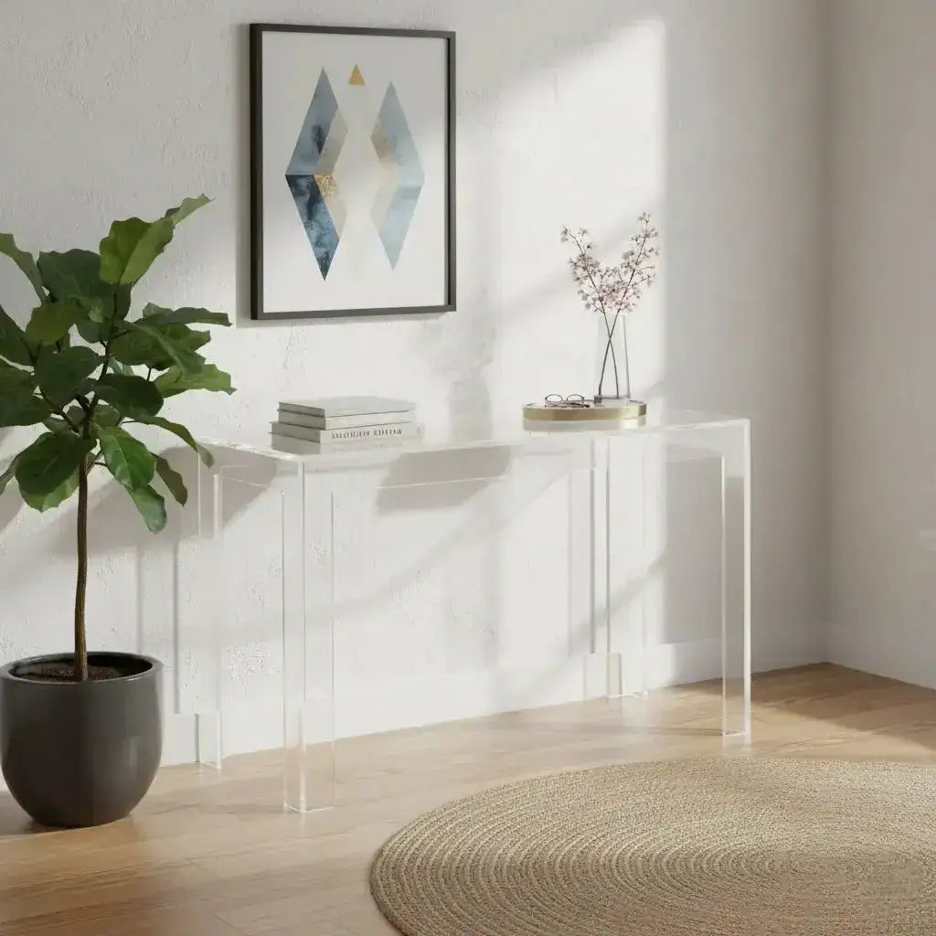 Clear Acrylic Square Leg Desk – Modern Design