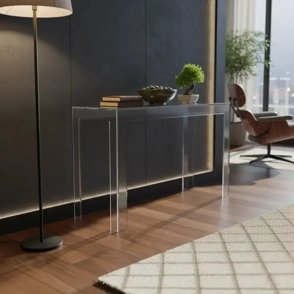 Clear Acrylic Square Leg Desk – Modern Design
