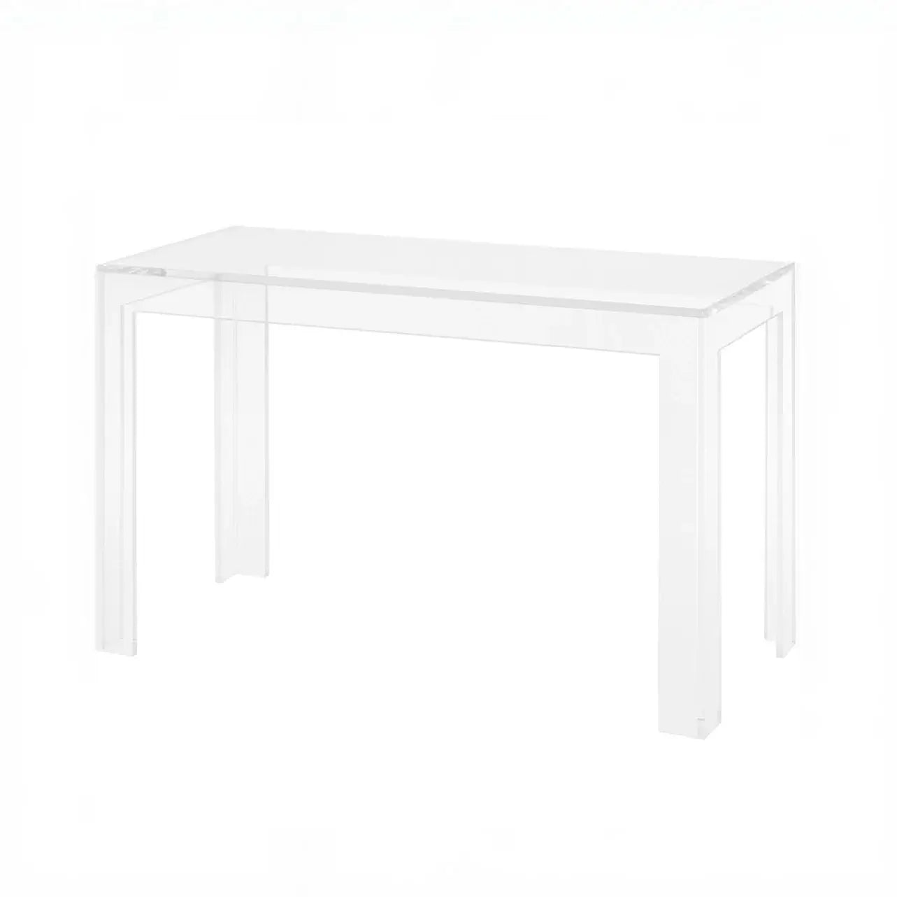 Clear Acrylic Square Leg Desk – Modern design with a minimalist clear finish and geometric square legs.