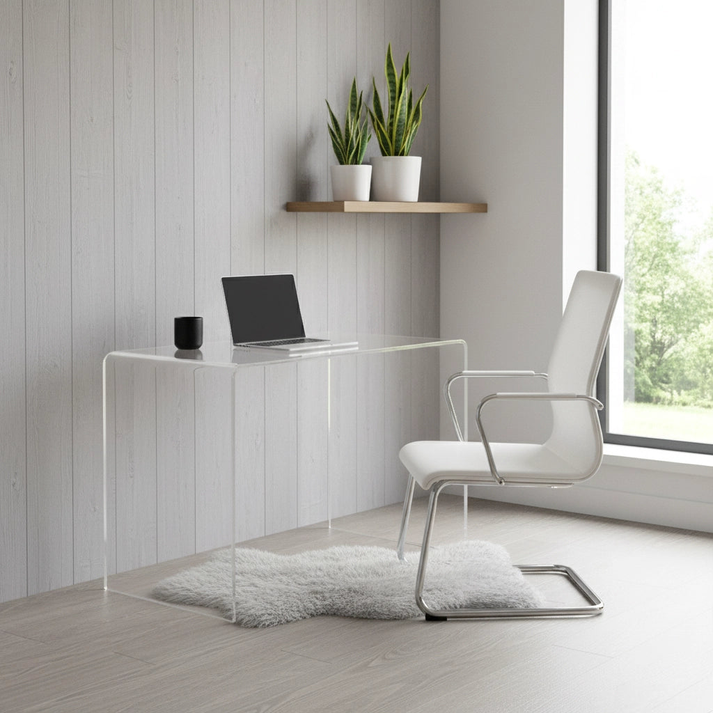 Clear Acrylic Waterfall Desk