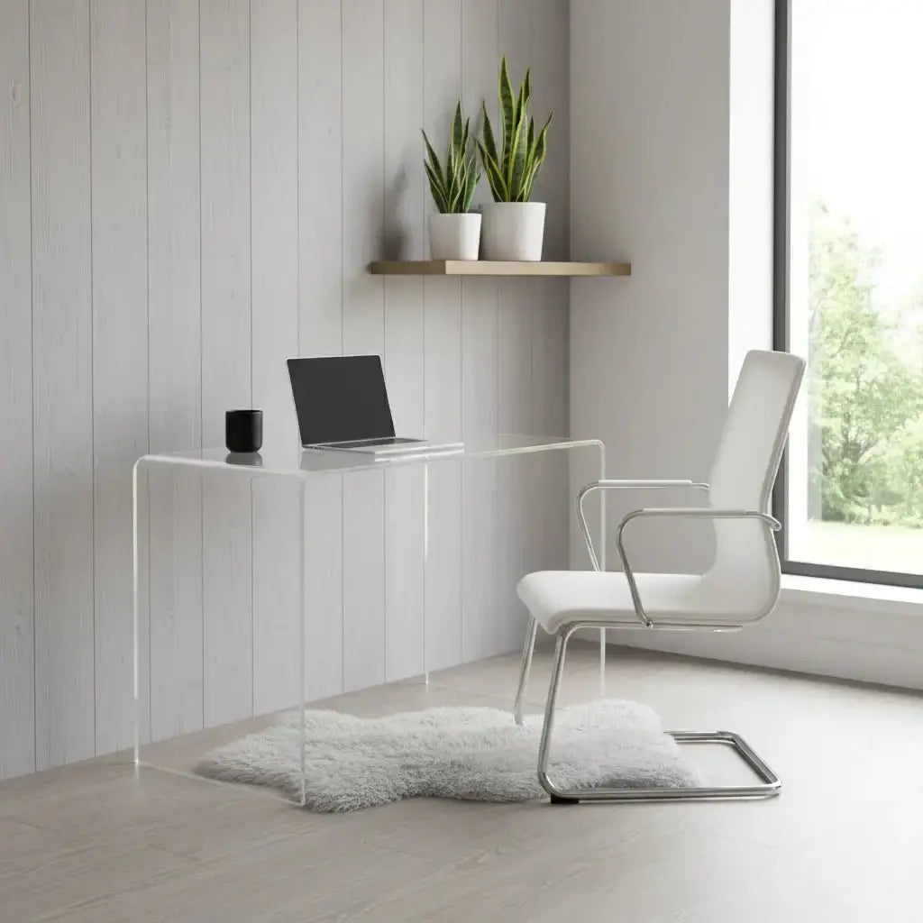 Clear Acrylic Waterfall Desk – Modern Design