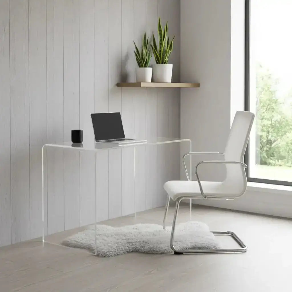 Clear Acrylic Waterfall Desk – Modern Design