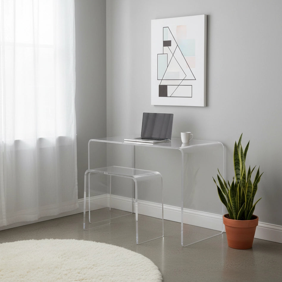 Clear Acrylic Waterfall Vanity Stool