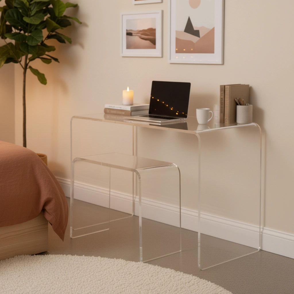 Clear Acrylic Waterfall Vanity Stool