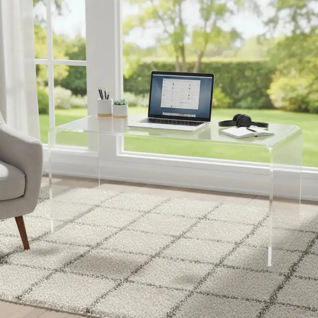 Clear Acrylic Waterfall Vanity Table