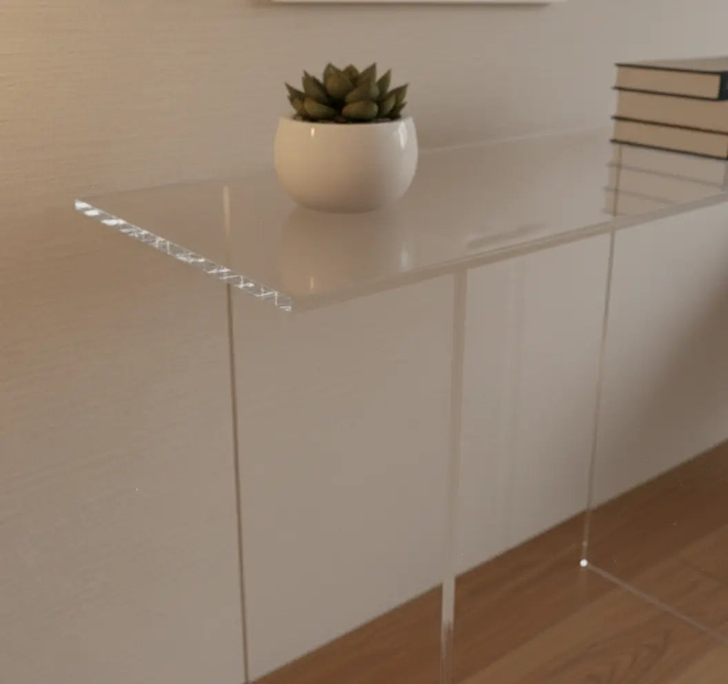 Modern Acrylic Entry Table – Clear Slab Design