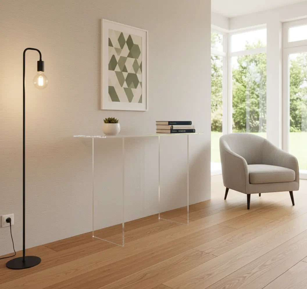 Modern Acrylic Entry Table – Clear Slab Design