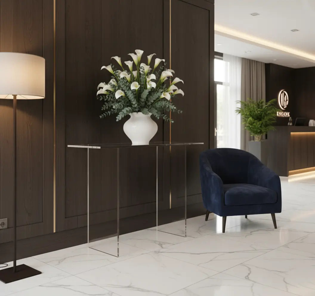 Modern Acrylic Entry Table – Clear Slab Design