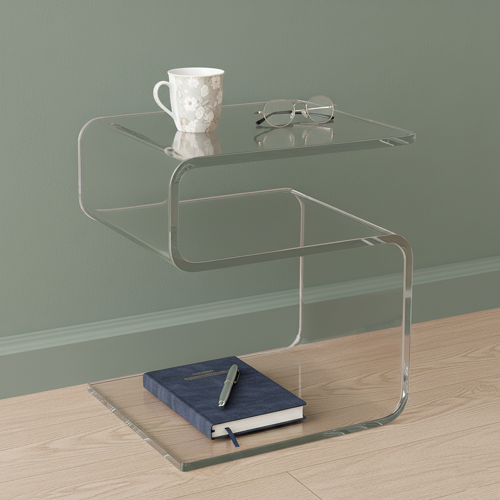 Modern Acrylic S-Curve End Table South Florida Acrylics