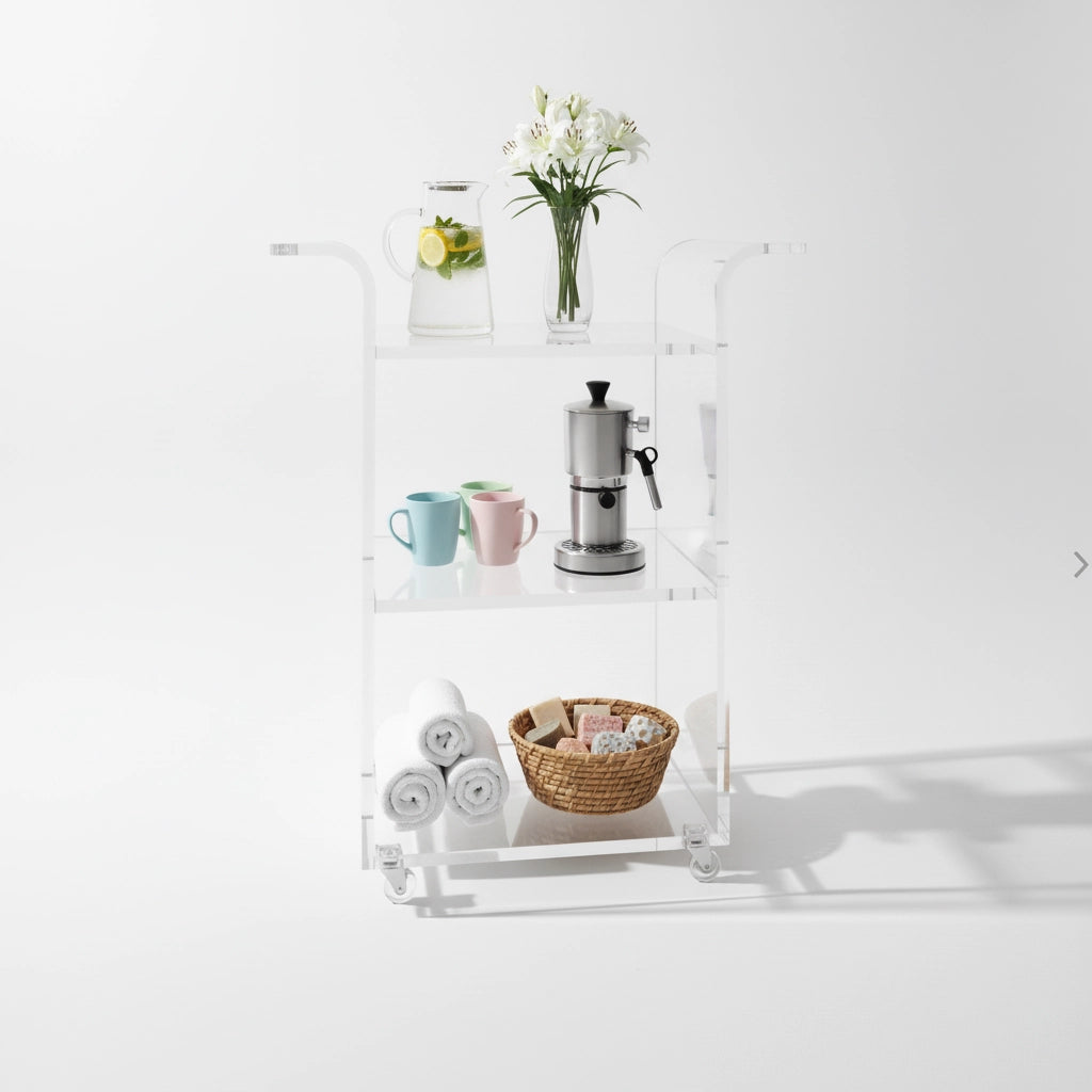 Transparent Acrylic Rolling Bar Cart