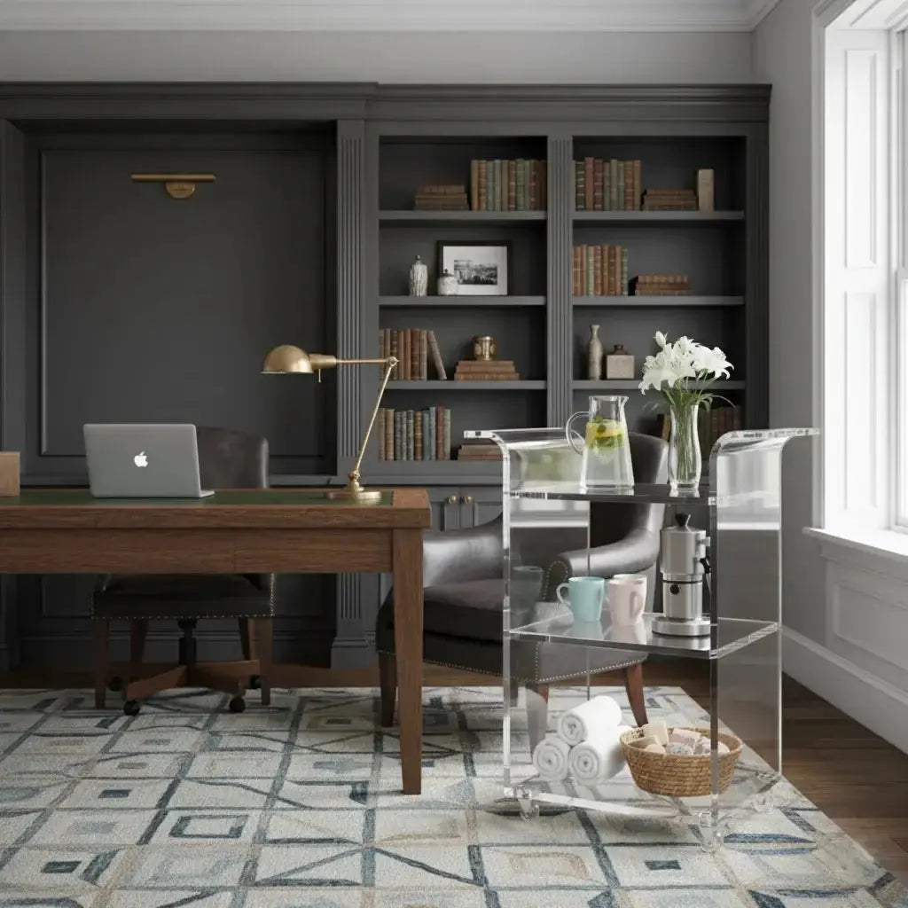 Clear Acrylic Rolling Bar Cart